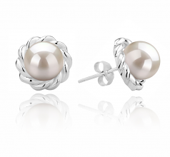 Bessie Blanc 8-9mm AAAA-qualité perles d'eau douce 925/1000 Argent-Boucles d'oreilles en perles