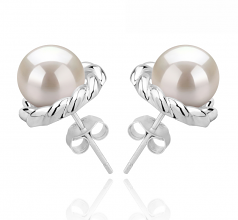 Bessie Blanc 8-9mm AAAA-qualité perles d'eau douce 925/1000 Argent-Boucles d'oreilles en perles