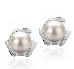 Alba Blanc 8-9mm AAAA-qualité perles d'eau douce 925/1000 Argent-Boucles d'oreilles en perles