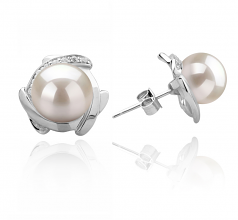 Alba Blanc 8-9mm AAAA-qualité perles d'eau douce 925/1000 Argent-Boucles d'oreilles en perles