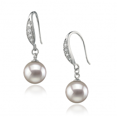 Rieubon Blanc 8-9mm AA-qualité Akoya du Japon 925/1000 Argent-Boucles d'oreilles en perles