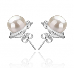 Alba Blanc 8-9mm AAAA-qualité perles d'eau douce 925/1000 Argent-Boucles d'oreilles en perles