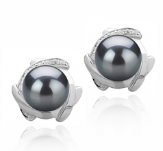 Alba Noir 8-9mm AAAA-qualité perles d'eau douce 925/1000 Argent-Boucles d'oreilles en perles