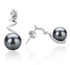 Lolita Noir 8-9mm AAAA-qualité perles d'eau douce 925/1000 Argent-Boucles d'oreilles en perles