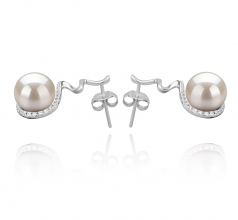 Lolita Blanc 8-9mm AAAA-qualité perles d'eau douce 925/1000 Argent-Boucles d'oreilles en perles