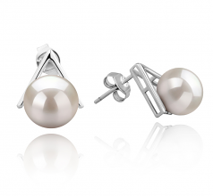 L’Afrique Blanc 8-9mm AAAA-qualité perles d'eau douce 925/1000 Argent-Boucles d'oreilles en perles