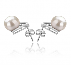 L’Afrique Blanc 8-9mm AAAA-qualité perles d'eau douce 925/1000 Argent-Boucles d'oreilles en perles