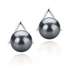 L’Afrique Noir 8-9mm AAAA-qualité perles d'eau douce 925/1000 Argent-Boucles d'oreilles en perles