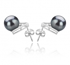 L’Afrique Noir 8-9mm AAAA-qualité perles d'eau douce 925/1000 Argent-Boucles d'oreilles en perles