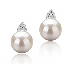 Evelyn Blanc 8-9mm AAAA-qualité perles d'eau douce 925/1000 Argent-Boucles d'oreilles en perles