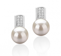 Alina Blanc 8-9mm AAA-qualité perles d'eau douce 925/1000 Argent-Boucles d'oreilles en perles