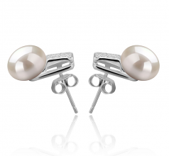 Alina Blanc 8-9mm AAA-qualité perles d'eau douce 925/1000 Argent-Boucles d'oreilles en perles