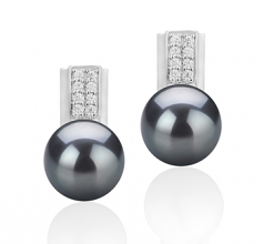 Alina Noir 8-9mm AAA-qualité perles d'eau douce 925/1000 Argent-Boucles d'oreilles en perles