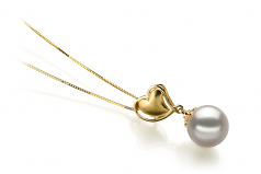 Cora Blanc 8-9mm AA-qualité Akoya du Japon 585/1000 Or Jaune-pendentif en perles