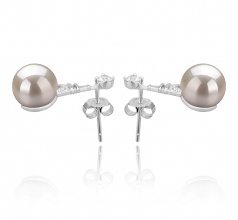 Tour Eiffer Blanc 8-9mm AAAA-qualité perles d'eau douce 925/1000 Argent-Boucles d'oreilles en perles