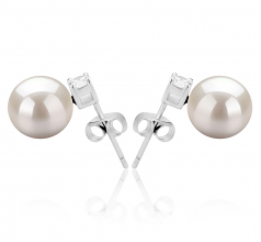 Éternité Blanc 8-9mm AAAA-qualité perles d'eau douce 925/1000 Argent-Boucles d'oreilles en perles