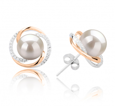 Zina Blanc 8-9mm AAAA-qualité perles d'eau douce 925/1000 Argent-Boucles d'oreilles en perles
