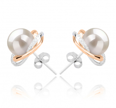 Zina Blanc 8-9mm AAAA-qualité perles d'eau douce 925/1000 Argent-Boucles d'oreilles en perles