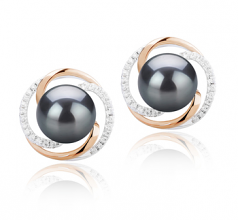 Zina Noir 8-9mm AAAA-qualité perles d'eau douce 925/1000 Argent-Boucles d'oreilles en perles