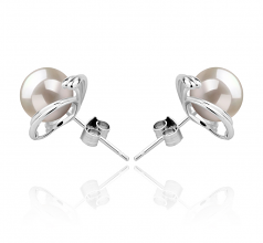 Eva Blanc 8-9mm AAAA-qualité perles d'eau douce 925/1000 Argent-Boucles d'oreilles en perles