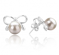 Kayla Blanc 8-9mm AAAA-qualité perles d'eau douce 925/1000 Argent-Boucles d'oreilles en perles