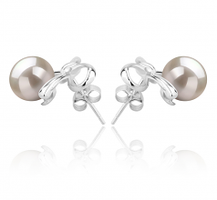 Kayla Blanc 8-9mm AAAA-qualité perles d'eau douce 925/1000 Argent-Boucles d'oreilles en perles