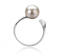 Alma Blanc 7-8mm AAAA-qualité perles d'eau douce 925/1000 Argent-Bague perles