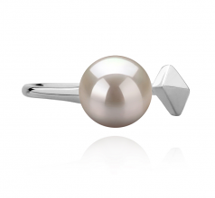 Alma Blanc 7-8mm AAAA-qualité perles d'eau douce 925/1000 Argent-Bague perles