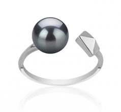 Alma Noir 7-8mm AAAA-qualité perles d'eau douce 925/1000 Argent-Bague perles