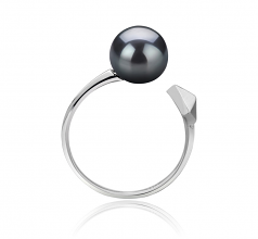 Alma Noir 7-8mm AAAA-qualité perles d'eau douce 925/1000 Argent-Bague perles