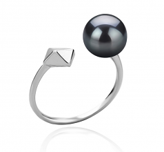 Alma Noir 7-8mm AAAA-qualité perles d'eau douce 925/1000 Argent-Bague perles