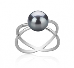 Esty Noir 8-9mm AAA-qualité perles d'eau douce 925/1000 Argent-Bague perles