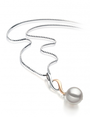 Pennie Blanc 8-9mm AA-qualité Akoya du Japon 925/1000 Argent-pendentif en perles