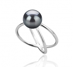 Esty Noir 8-9mm AAA-qualité perles d'eau douce 925/1000 Argent-Bague perles