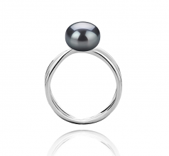 Esty Noir 8-9mm AAA-qualité perles d'eau douce 925/1000 Argent-Bague perles