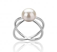 Esty Blanc 8-9mm AAA-qualité perles d'eau douce 925/1000 Argent-Bague perles