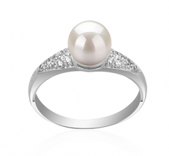 Cristy Blanc 6-7mm AAAA-qualité perles d'eau douce 925/1000 Argent-Bague perles