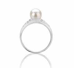 Cristy Blanc 6-7mm AAAA-qualité perles d'eau douce 925/1000 Argent-Bague perles