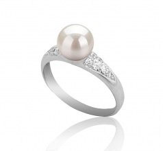 Cristy Blanc 6-7mm AAAA-qualité perles d'eau douce 925/1000 Argent-Bague perles