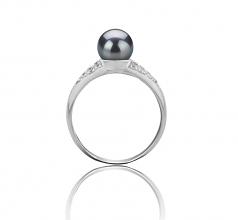 Cristy Noir 6-7mm AAAA-qualité perles d'eau douce 925/1000 Argent-Bague perles