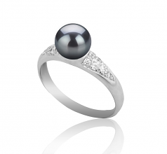 Cristy Noir 6-7mm AAAA-qualité perles d'eau douce 925/1000 Argent-Bague perles