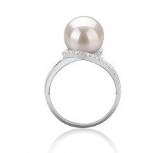 Royisal Blanc 9-10mm AAAA-qualité perles d'eau douce 925/1000 Argent-Bague perles