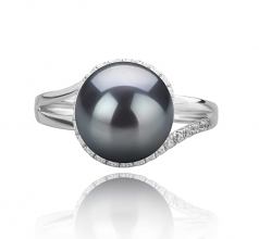 Royisal Noir 9-10mm AAA-qualité de Tahiti 925/1000 Argent-Bague perles