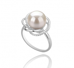 Bobbie Blanc 9-10mm AAAA-qualité perles d'eau douce 925/1000 Argent-Bague perles