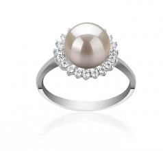 Christelle Blanc 8-9mm AAAA-qualité perles d'eau douce 925/1000 Argent-Bague perles