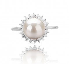 Christelle Blanc 8-9mm AAAA-qualité perles d'eau douce 925/1000 Argent-Bague perles