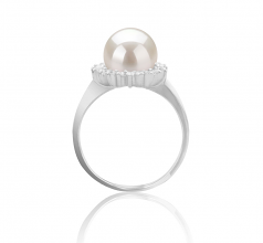 Christelle Blanc 8-9mm AAAA-qualité perles d'eau douce 925/1000 Argent-Bague perles