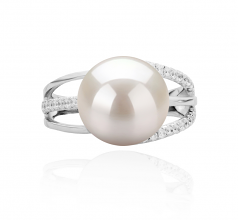 Layana Blanc 10-11mm AAAA-qualité perles d'eau douce 925/1000 Argent-Bague perles