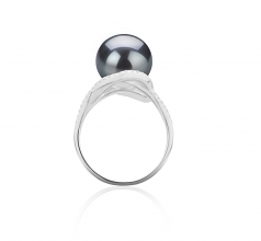 Maddie Noir 10-11mm AAA-qualité de Tahiti 925/1000 Argent-Bague perles