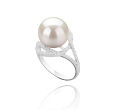 Maddie Blanc 10-11mm AAAA-qualité perles d'eau douce 925/1000 Argent-Bague perles